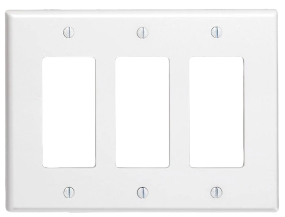 (Pack of 10 ) 3-Gang Decora Wall Plate, Standard Size, Thermoset, Device Mount, 80411