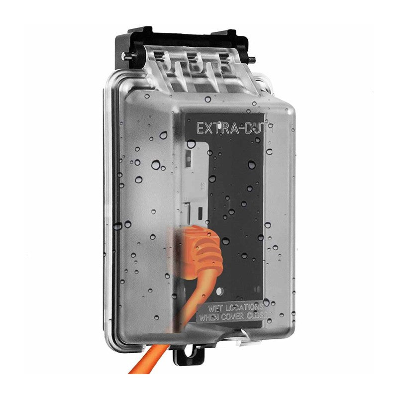 Extra-Duty in-Use Weatherproof Outdoor Decorator GFCI Receptacle Outlets, 1-Gang 6.1” H x 3.4” W x 2.8” D, IUC1V-D, Clear Cover