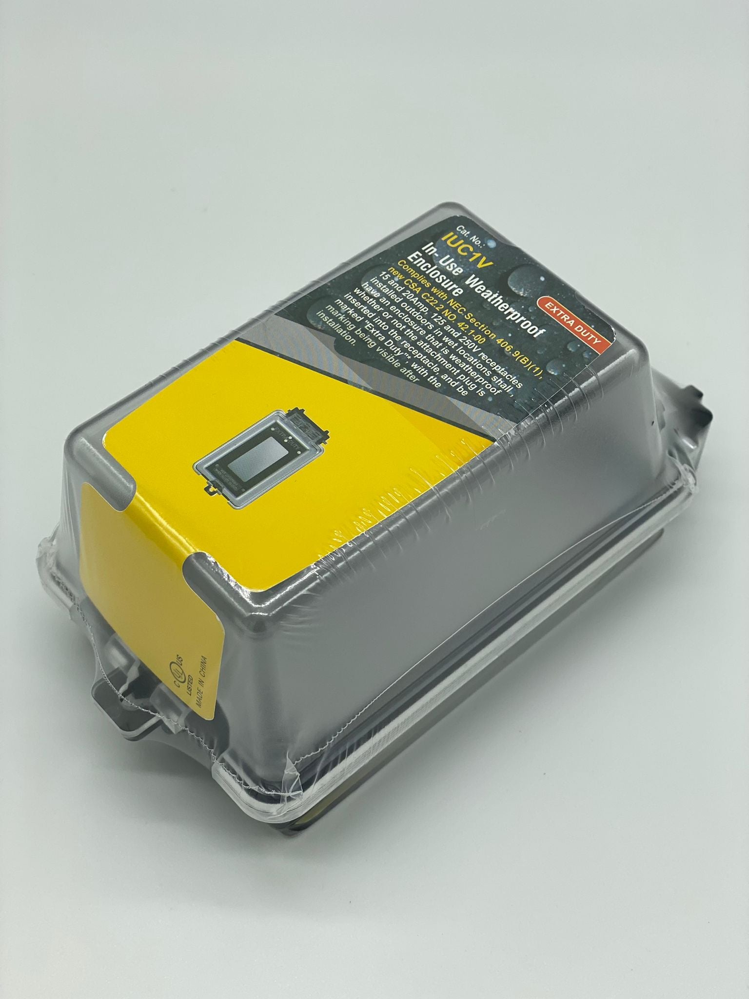 Extra-Duty in-Use Weatherproof Outdoor Decorator GFCI Receptacle Outlets, 1-Gang 6.1” H x 3.4” W x 2.8” D, IUC1V-D, Clear Cover