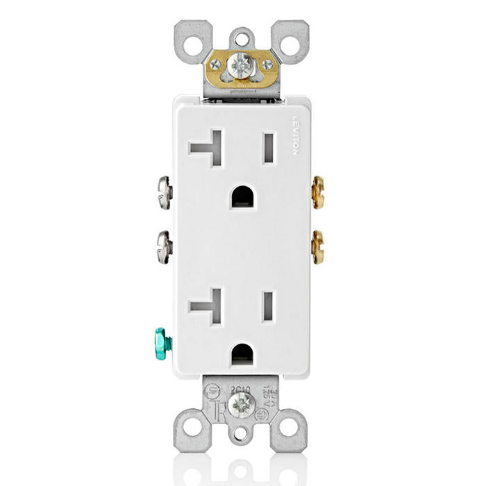 (Pack of 5) Leviton 20 Amp Decora Tamper-Resistant Duplex Outlet/Receptacle, Grounding