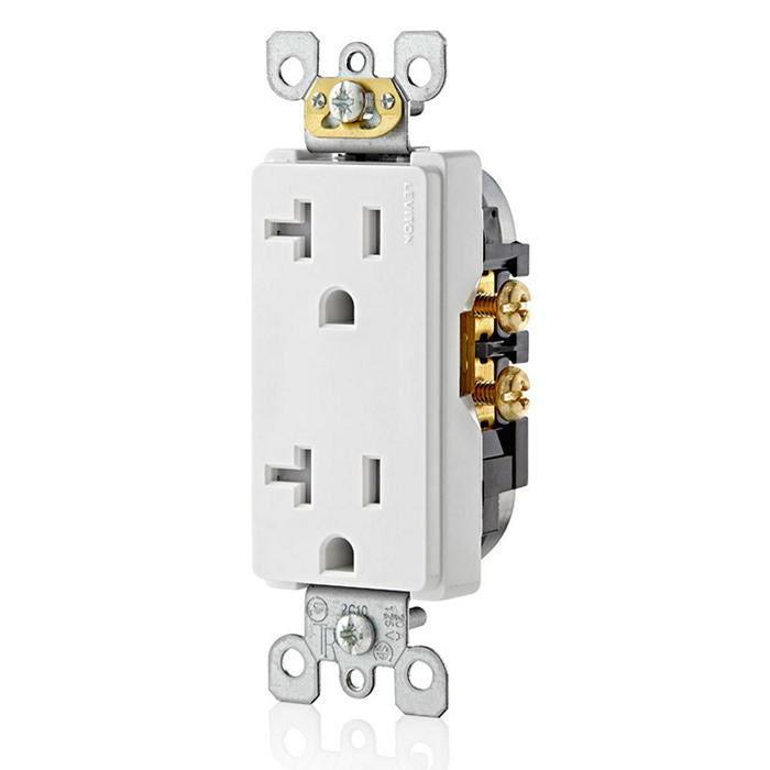 (Pack of 5) Leviton 20 Amp Decora Tamper-Resistant Duplex Outlet/Receptacle, Grounding