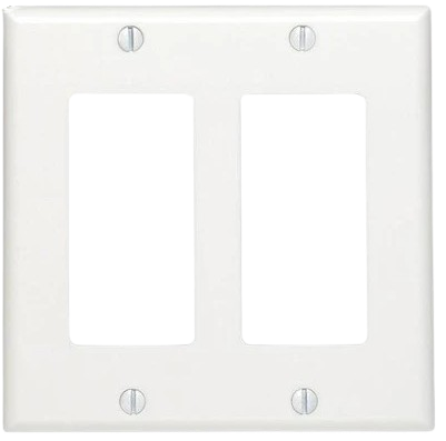 (Pack of 10 ) 2-Gang Decora Wall Plate, Standard Size, Thermoset, Device Mount 80409-NW