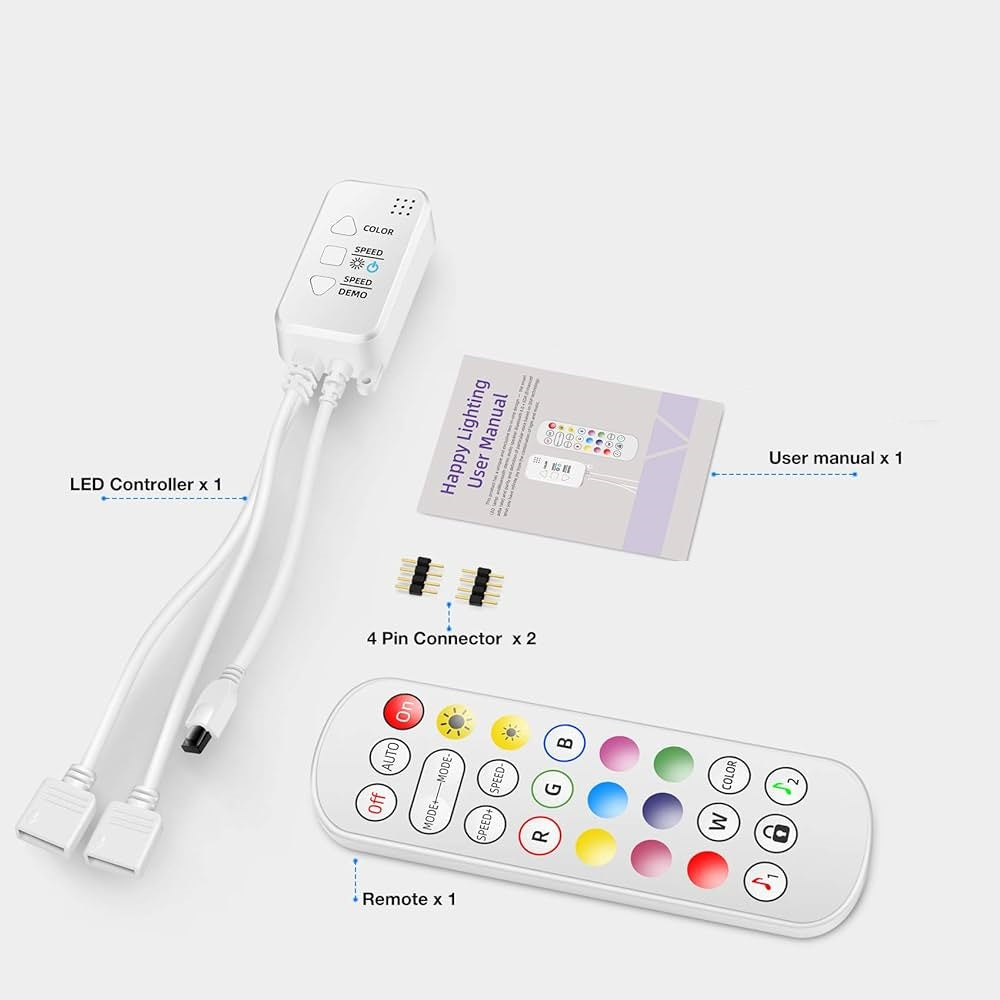Led Smart Controller for 5V-24V RGB, Mobile APP can Control Colors Adjust and Timer Function,24Keys IR Remote Controller