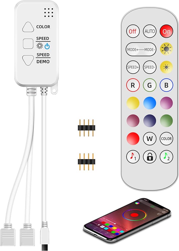 Led Smart Controller for 5V-24V RGB, Mobile APP can Control Colors Adjust and Timer Function,24Keys IR Remote Controller
