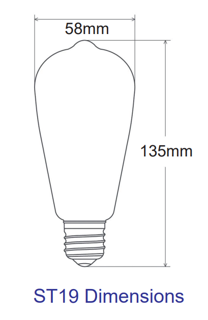 ST19 Vintage Style Bulb 3000K  7W Clear dimmable