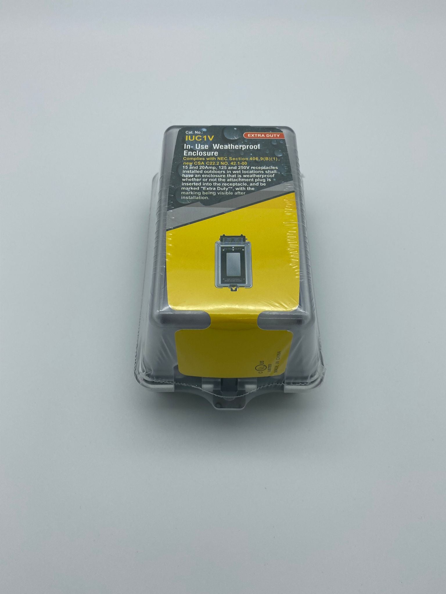 Extra-Duty in-Use Weatherproof Outdoor Decorator GFCI Receptacle Outlets, 1-Gang 6.1” H x 3.4” W x 2.8” D, IUC1V-D, Clear Cover