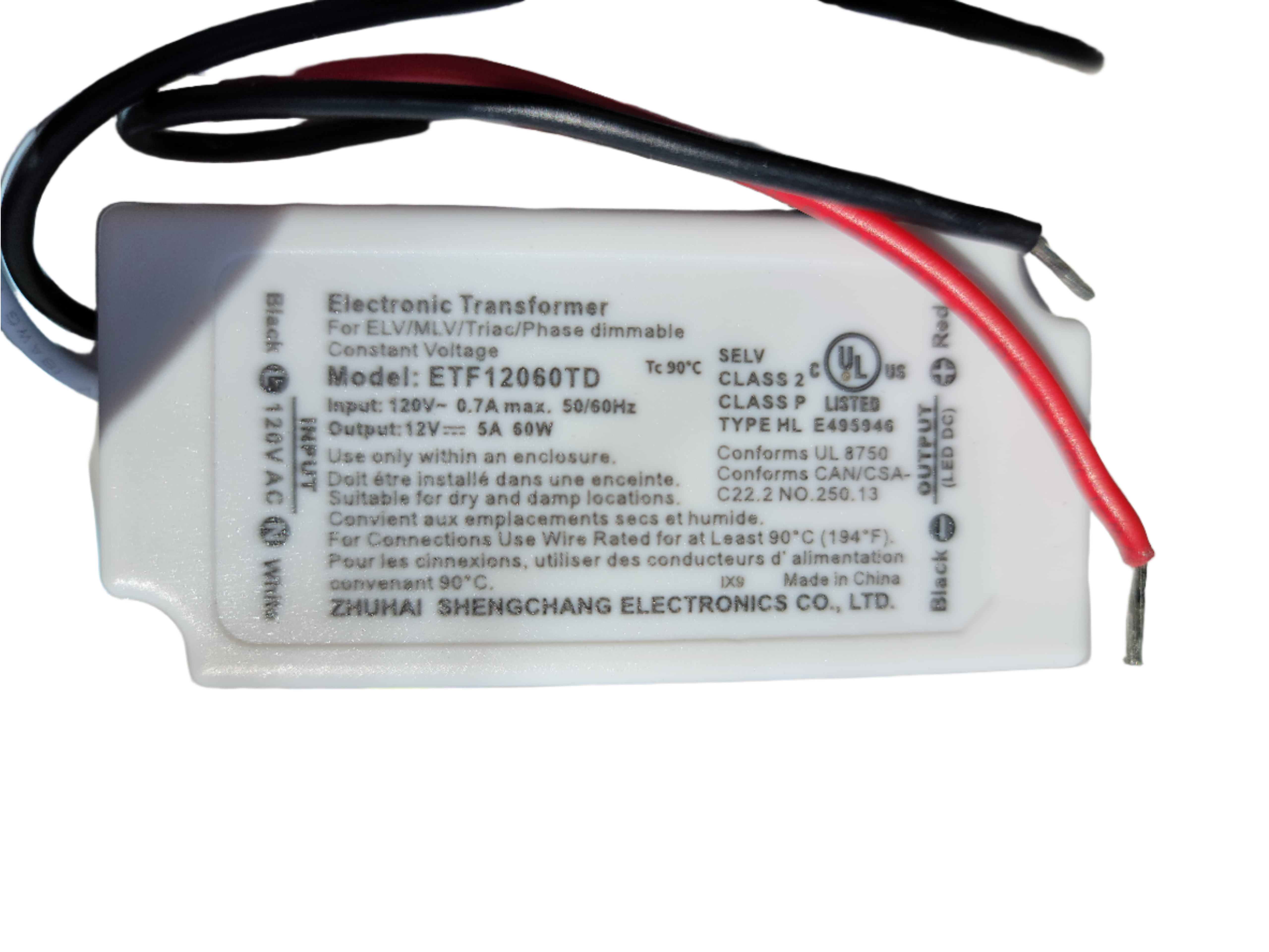 12V Power Supply 60W Triac/Phase dimmable Transformer