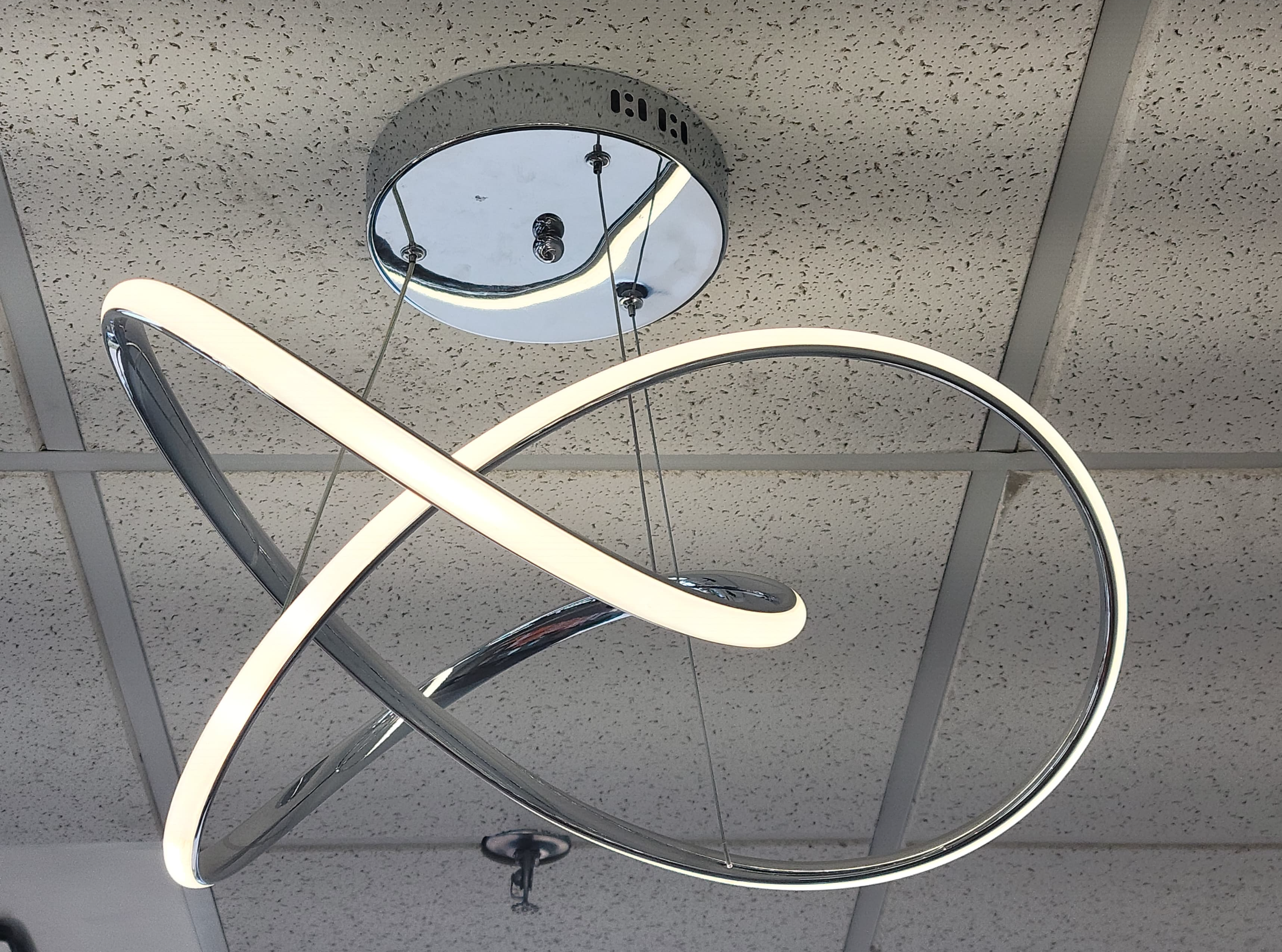 LED Modern Hanging Pendant Chandelier Light Swirl shape / Chrome Finish