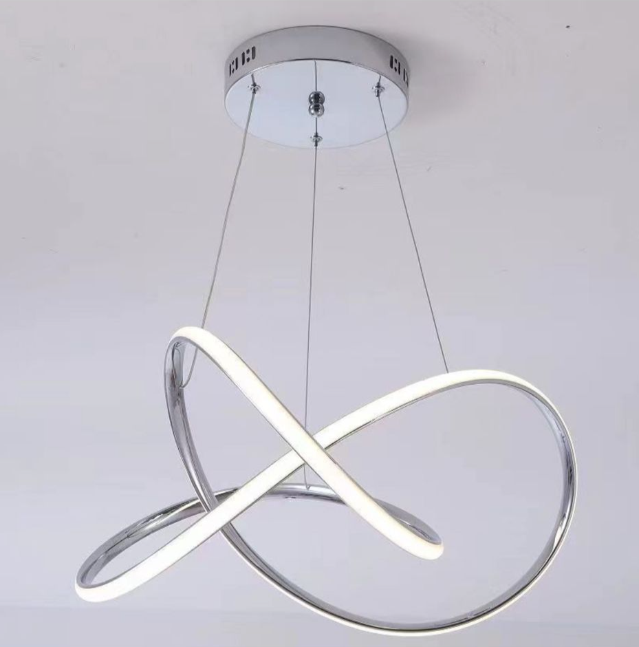 LED Modern Hanging Pendant Chandelier Light Swirl shape / Chrome Finish