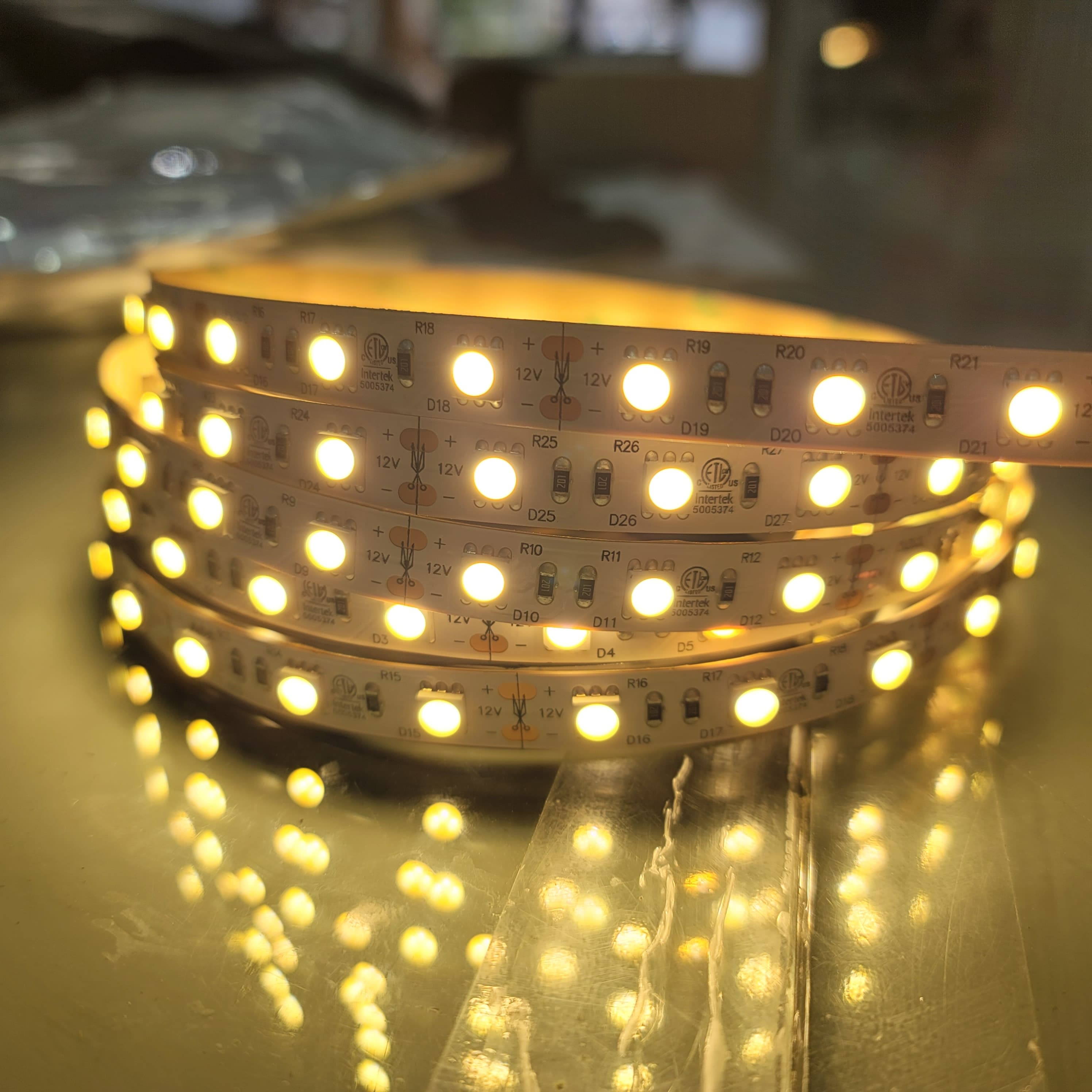 Brighter LED Strip Light 12V 3000K 5 meter with 3M adhesive back 12Watt / meter