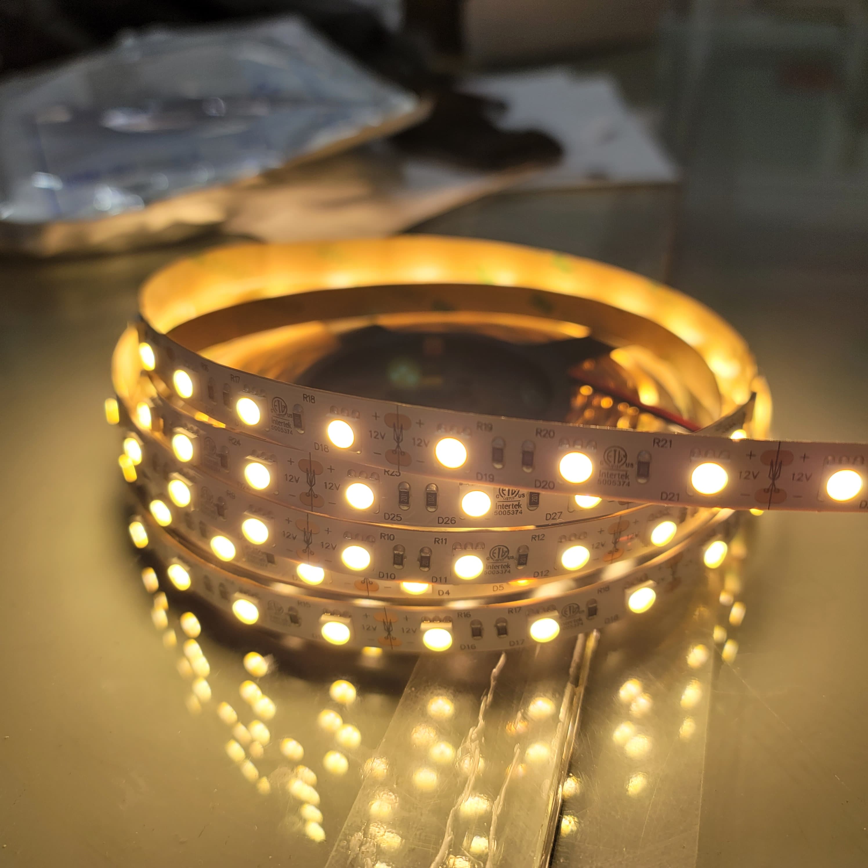 Brighter LED Strip Light 12V 3000K 5 meter with 3M adhesive back 12Watt / meter