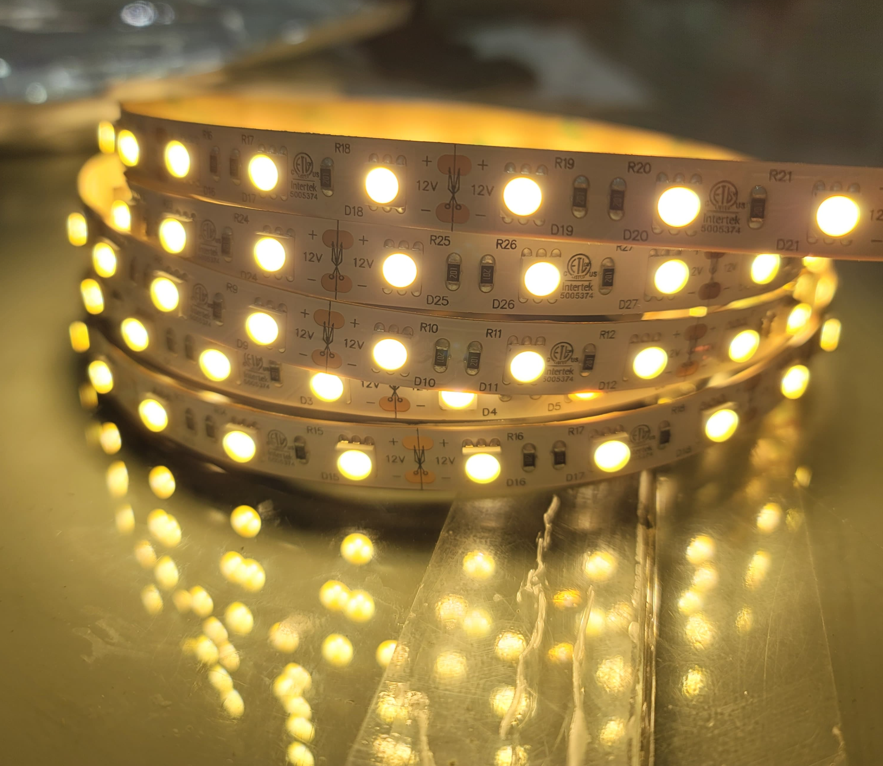 Brighter LED Strip Light 12V 3000K 5 meter with 3M adhesive back 12Watt / meter