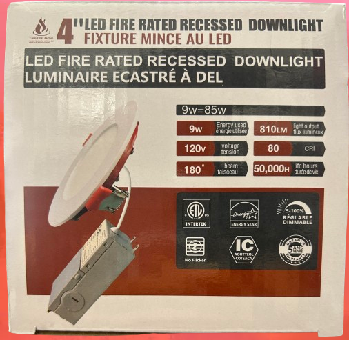 Nova LED Slim Panel Light 4" dimmable Recessed Light Fire Rated - White